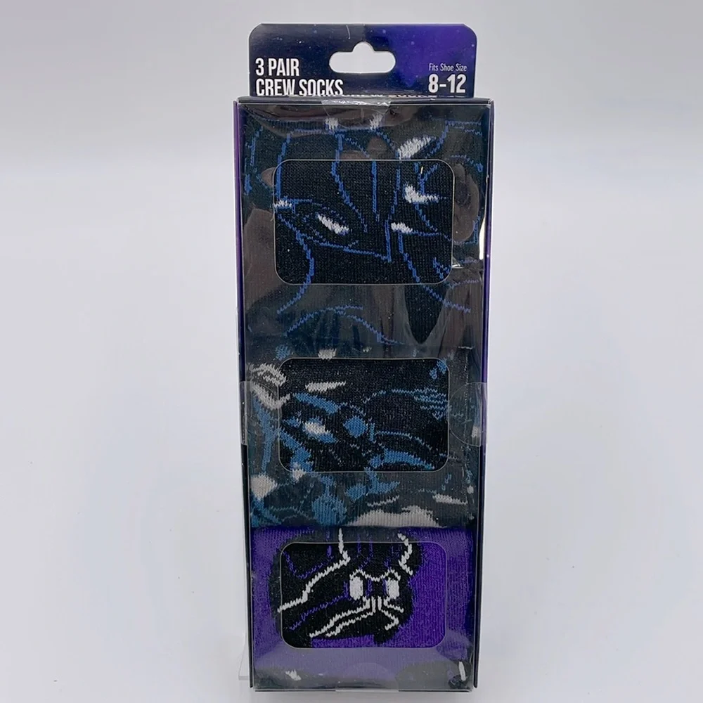 BLACK PANTHER 3 Pair Men’s‎ Crew Socks Shoe Size 8-12 - New in retail packaging
